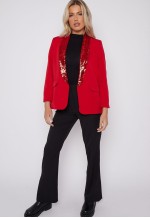 Red Sequin Lapel Blazer
