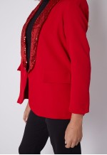 Red Sequin Lapel Blazer