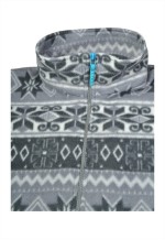 Vintage Fleece Jacket Retro Pattern Grey Ladies XL