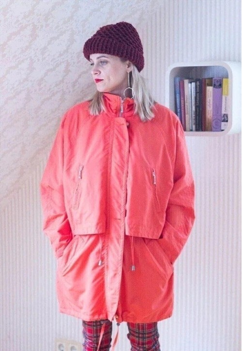 Bright salmon pik orange parka jacket