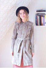 Light brown beige soft velour vintage jacket