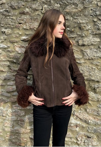 70's Penny Lane Vintage Brown Suede Ladies Jacket Small
