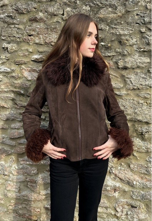 70's Penny Lane Vintage Brown Suede Ladies Jacket Small