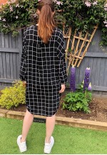 Long Sleeve Shirt Dress in Black and White Check