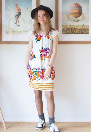 White short sleeve floral dress