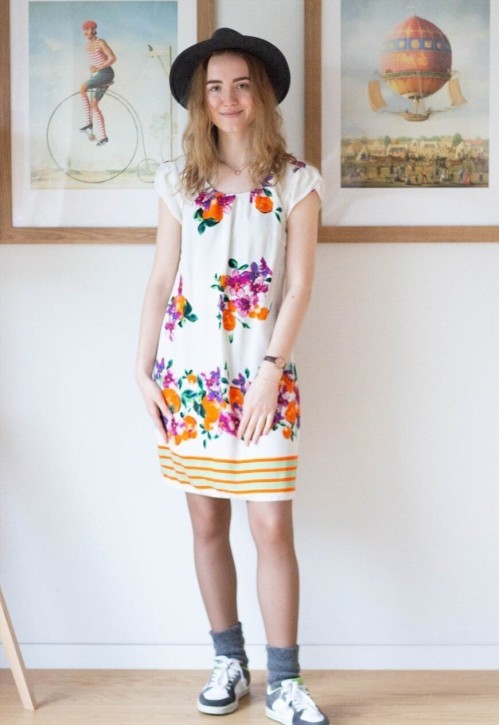 White short sleeve floral dress