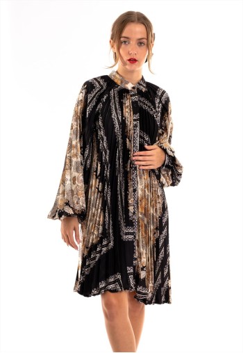 Paisley Scarf print Full pleated Shirt dress