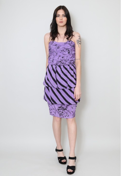 80's Vintage Ladies Dress Purple Bubble Cocktail Prom