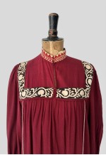 40% New 70's Vintage Maroon Bell Sleeve Smock Midi Dress
