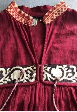 40% New 70's Vintage Maroon Bell Sleeve Smock Midi Dress