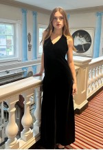 70's Vintage Black Velvet Halter Neck Maxi Dress