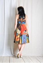 Y2K Colourful Abstract Wild Life Print Crochet Midi Dress