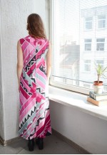 Vintage 70's Pink Patterned Bohemian Maxi Dress
