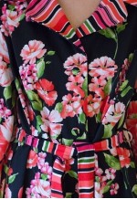 Black long maxi vintage shirt dress with bright flowers