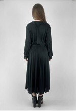 70's Vintage Black Long Sleeve Lace Ladies Midi Dress