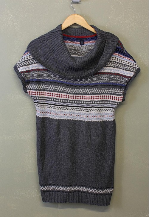 Vintage Y2K Turtle Neck Dress Grey With Aztec Patterns