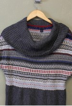 Vintage Y2K Turtle Neck Dress Grey With Aztec Patterns