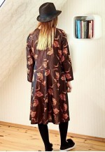 Long brown vintage dress with orange flowers
