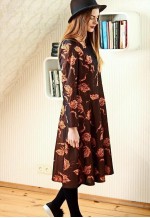 Long brown vintage dress with orange flowers