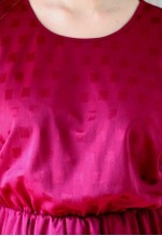 Burgundy short sleeve textured silky dress