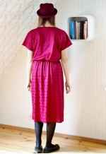 Burgundy short sleeve textured silky dress