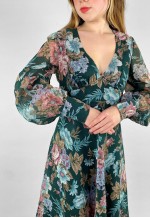 Kati Laura Phillips 70's Vintage Floral Green Dress