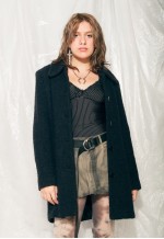 Vintage Coat 90s Reworked Tuft Wool Jacket in Black