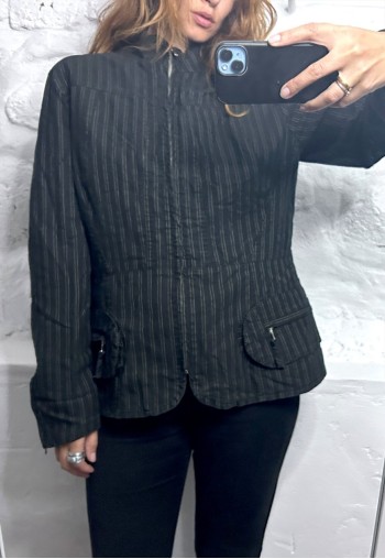 Y2K Striped Edgy Stylish Zip Jacket - Large
