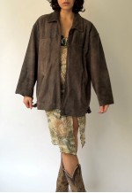 Vintage Faded Brown Suede Leather Jacket