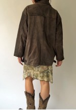 Vintage Faded Brown Suede Leather Jacket