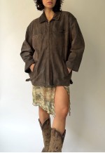 Vintage Faded Brown Suede Leather Jacket