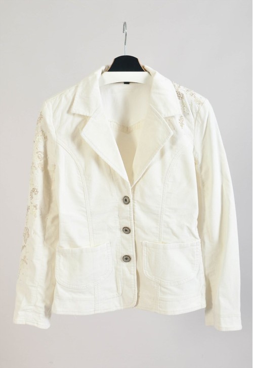 Vintage 00s corduroy blazer jacket in white