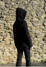 Vintage 70's Black Suede Hooded Duffle Coat Small