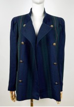 Vintage Striped Wool Jacket, Double Breasted Pure New Wool