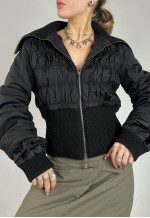 Vintage Y2K Puffer Jacket Zip Up Utility Double Zip 00s