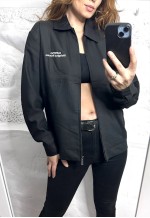 Y2K Black Work Minimal Zip Jacket - M