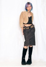 Vintage Leather Blazer Y2K Suede Bolero Blazer in Beige