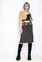 Vintage Leather Blazer Y2K Suede Bolero Blazer in Beige