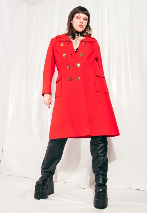 Vintage Coat 60s Mod Red Wool Coat