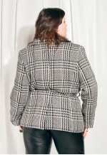 Vintage Winter Coat 90s Grey Houndstooth Plaid Grunge Jacket