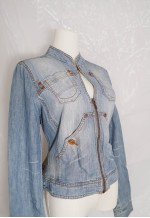 vintage y2k Washed Denim Jacket with Cut out Front