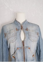 vintage y2k Washed Denim Jacket with Cut out Front