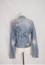 vintage y2k Washed Denim Jacket with Cut out Front