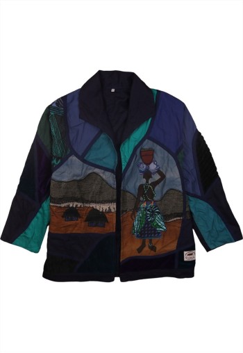 Vintage 90's Active Windbreaker Patchwork Jacket Lightweight
